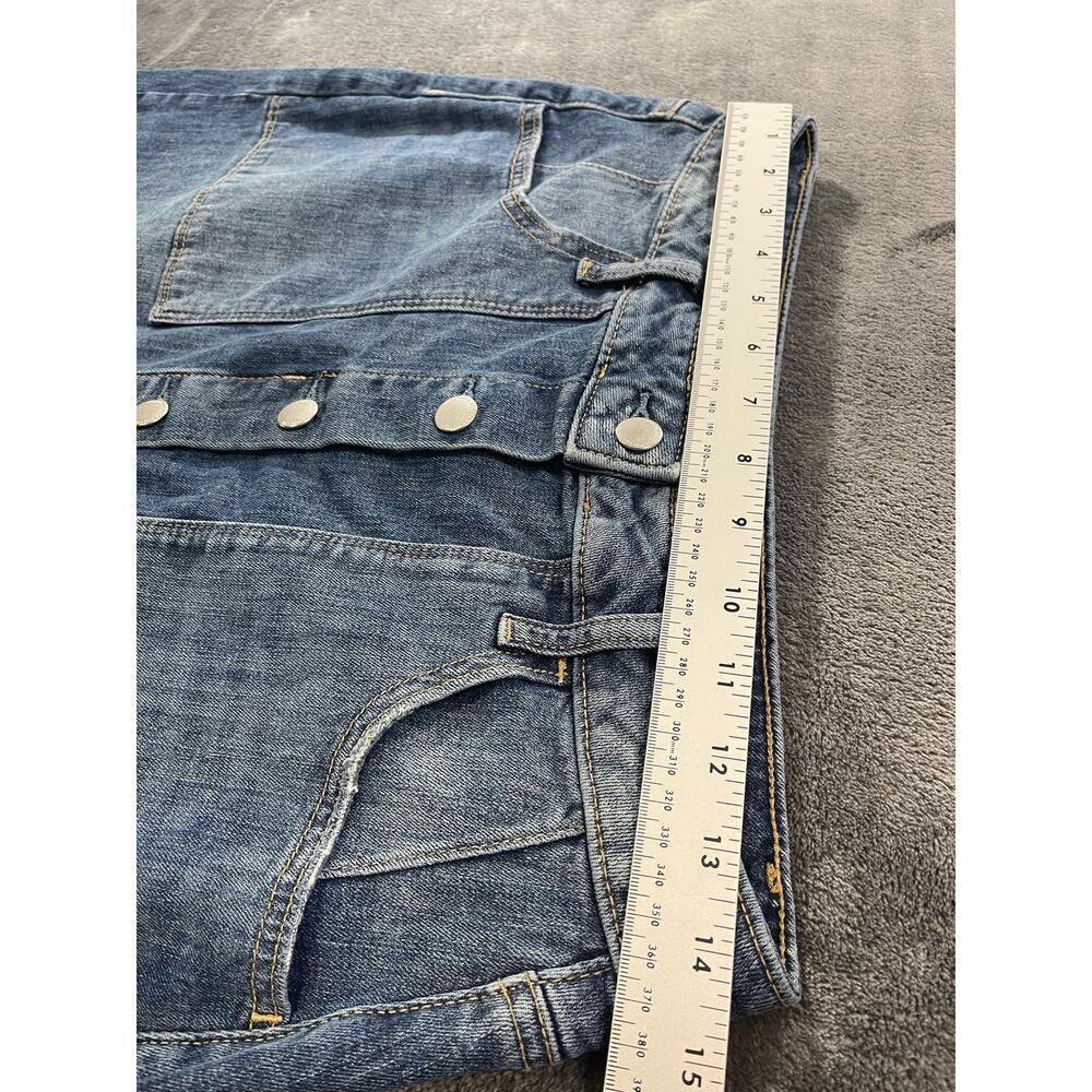 Women’s Size 10 Denim Midi Skirt Medium Wash Utility Button Front A-Line - Picture 4 of 8